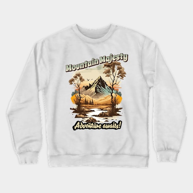 Mountain Majesty Adventure Awaits Crewneck Sweatshirt by Quotigner